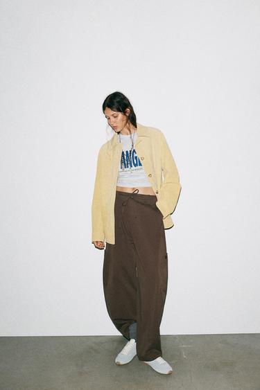 100% SUEDE LEATHER JACKET - Beige-pink by Zara