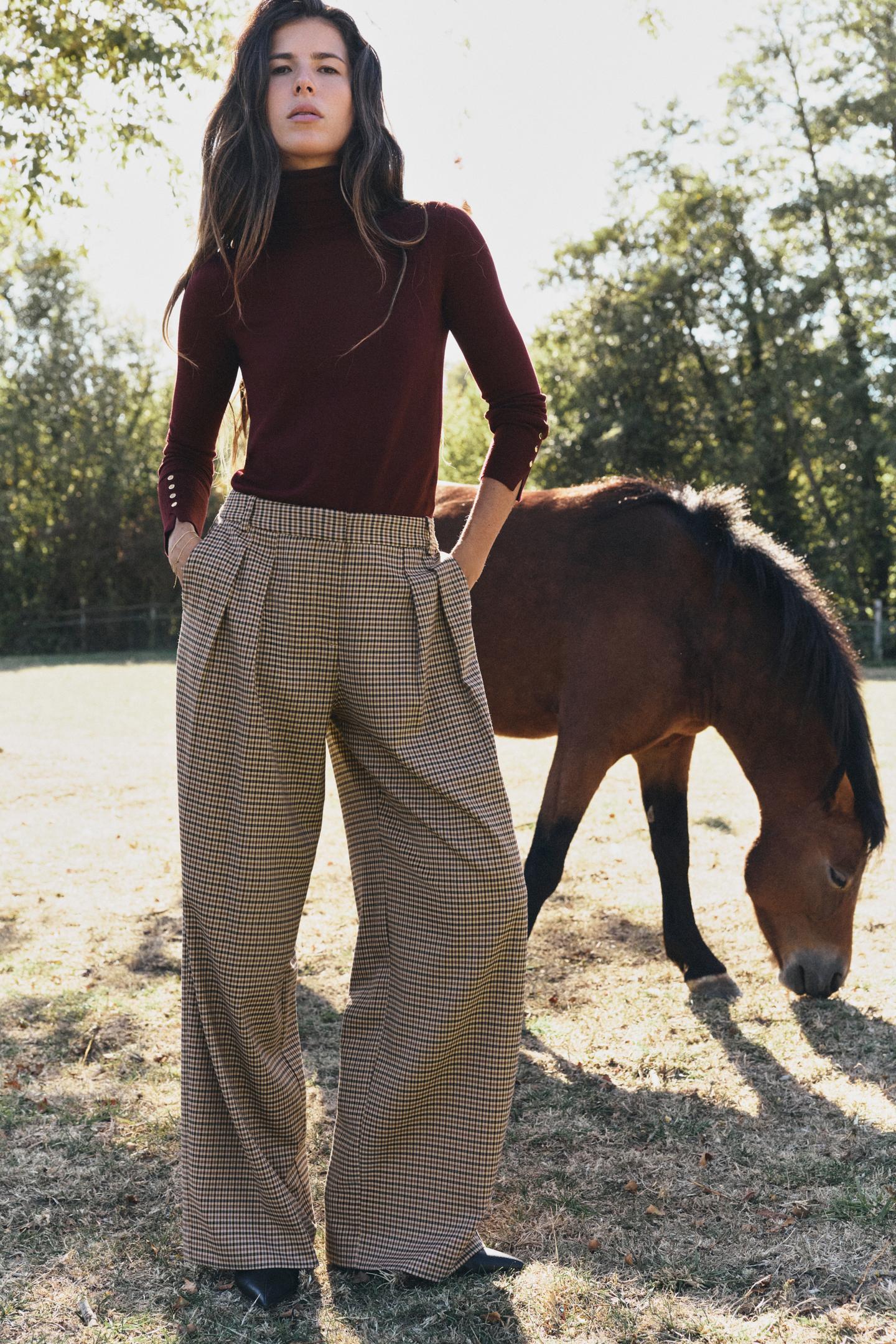 Женские комплекты Zara Plaid Blazer and Wide-Leg Pants Suit, цвет: Белый / Серый — фото 2