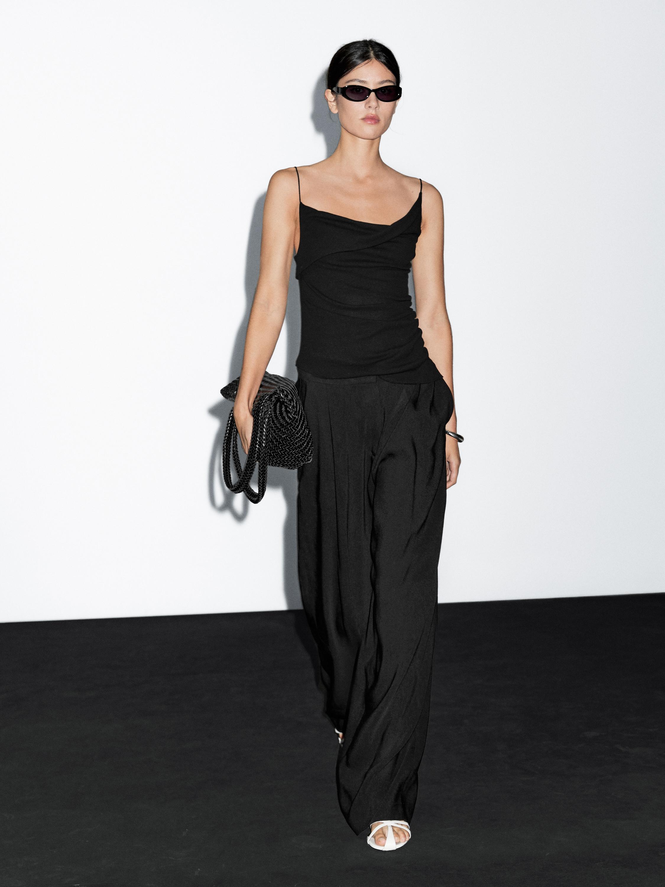 100% cotton top with asymmetric neckline