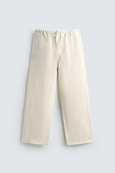 100% LINEN RELAXED FIT TROUSERS - Ecru by Zara