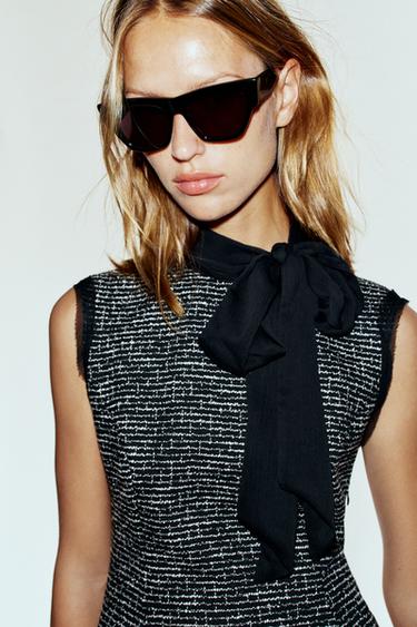 COMBINED TEXTURED BOW TOP — Black / White 1