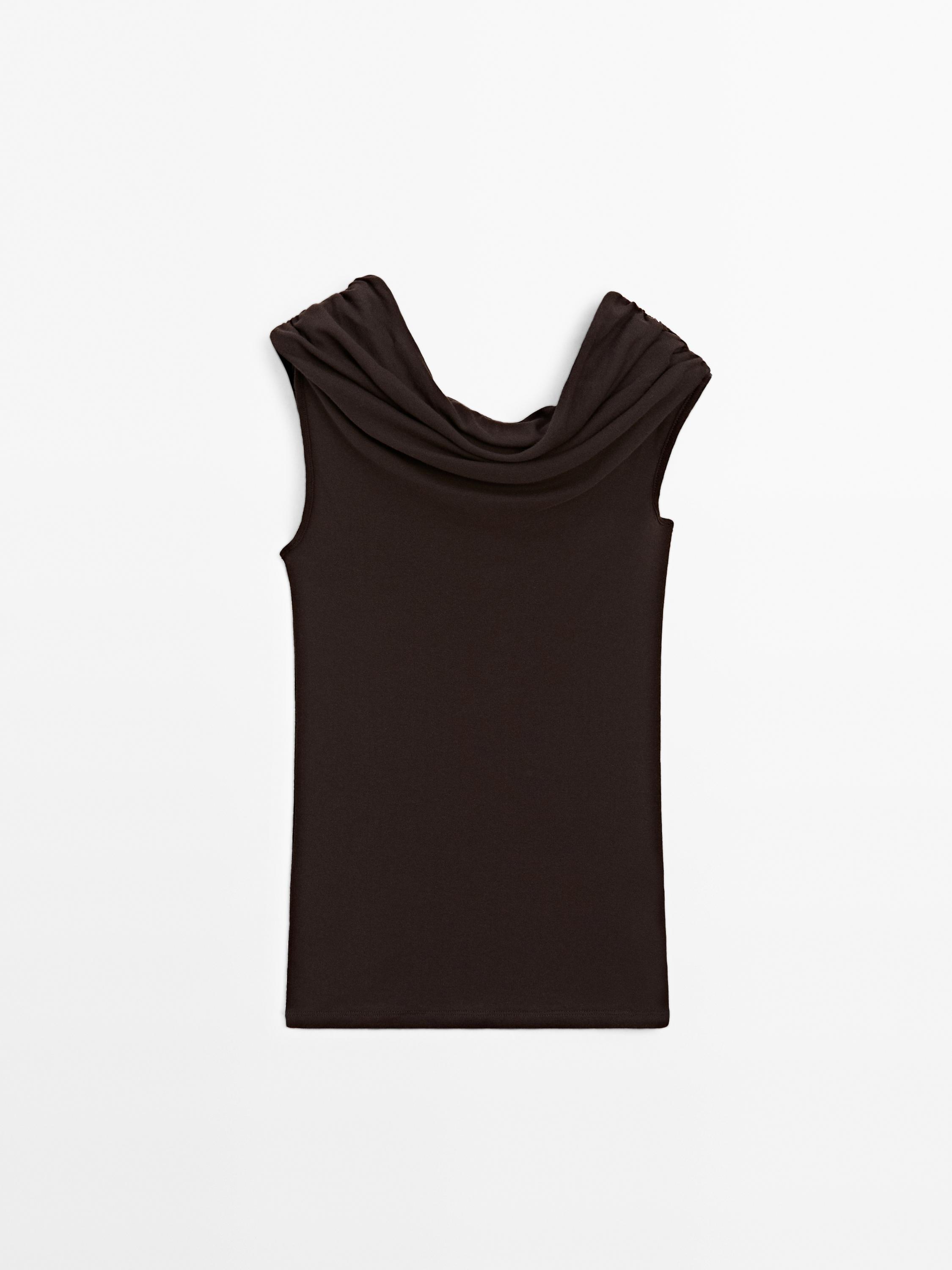 Top à col asymétrique 100 % coton