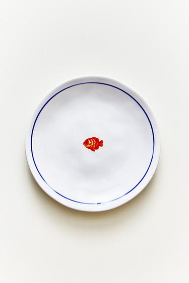 MARINE ANIMAL STONEWARE SIDE PLATE - Blue by Zara