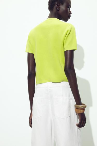 SHORT SLEEVE KNIT CARDIGAN - Lime by Zara - Image 2