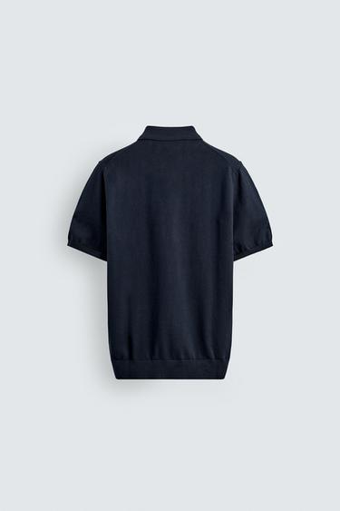 REGULAR FIT KNIT POLO SHIRT - Dark navy by Zara - Image 6