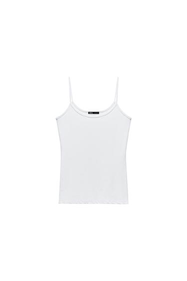 FINE STRAP POLYAMIDE T-SHIRT - White by Zara