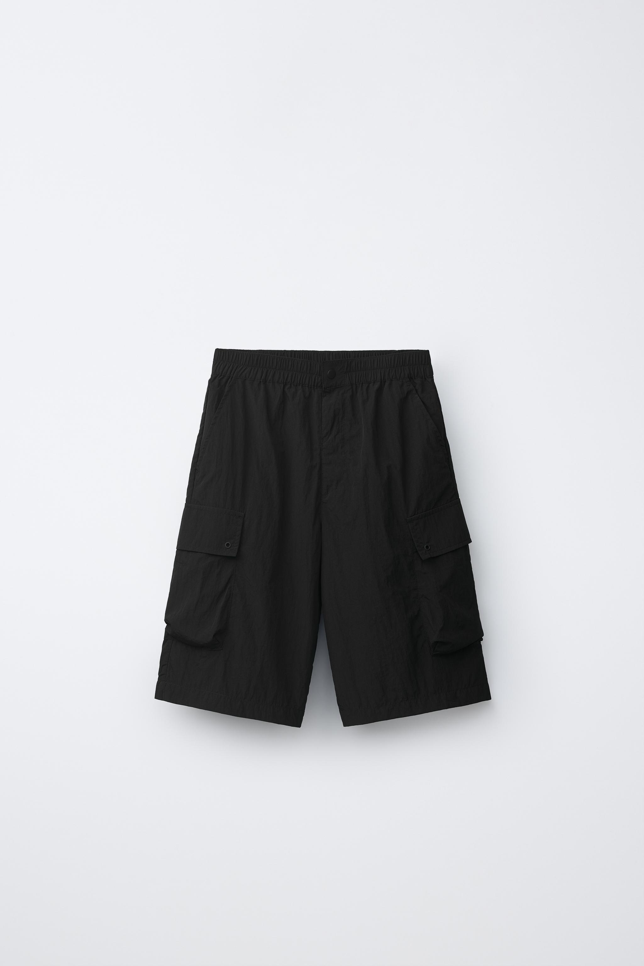 ナイロンカーゴバミューダパンツ - ブラック | ZARA Japan / 日本