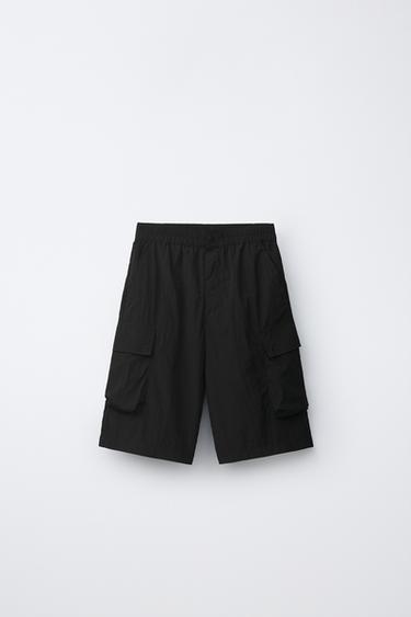 NYLON CARGO BERMUDA SHORTS - Black by Zara - Image 0