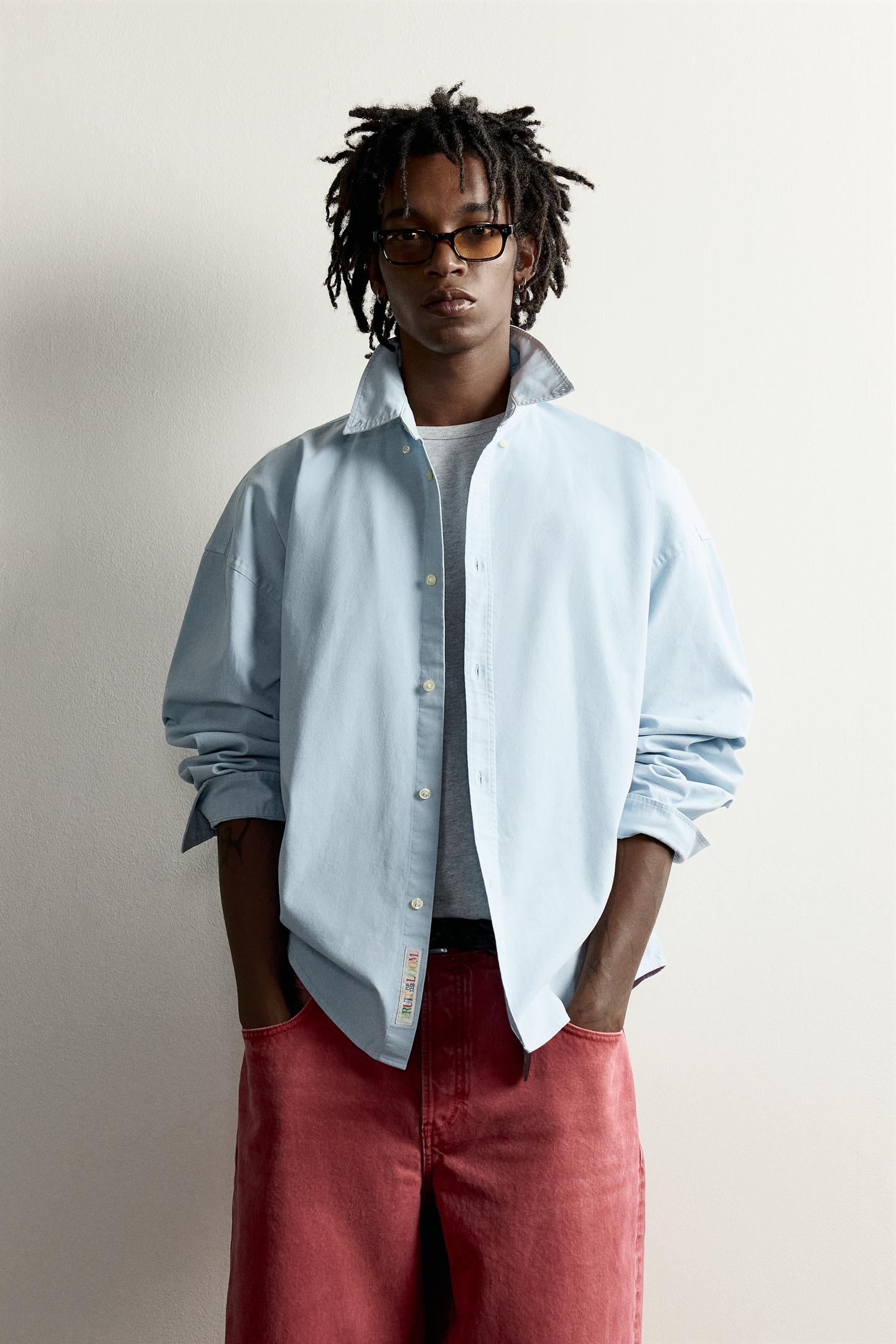 Мужская рубашка Zara Fruit OF the Loom™ Boxy Oxford, цвет: Небесно-голубой — фото 2