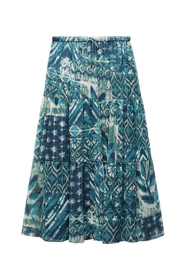 PRINTED SKIRT WITH METALLIC THREAD