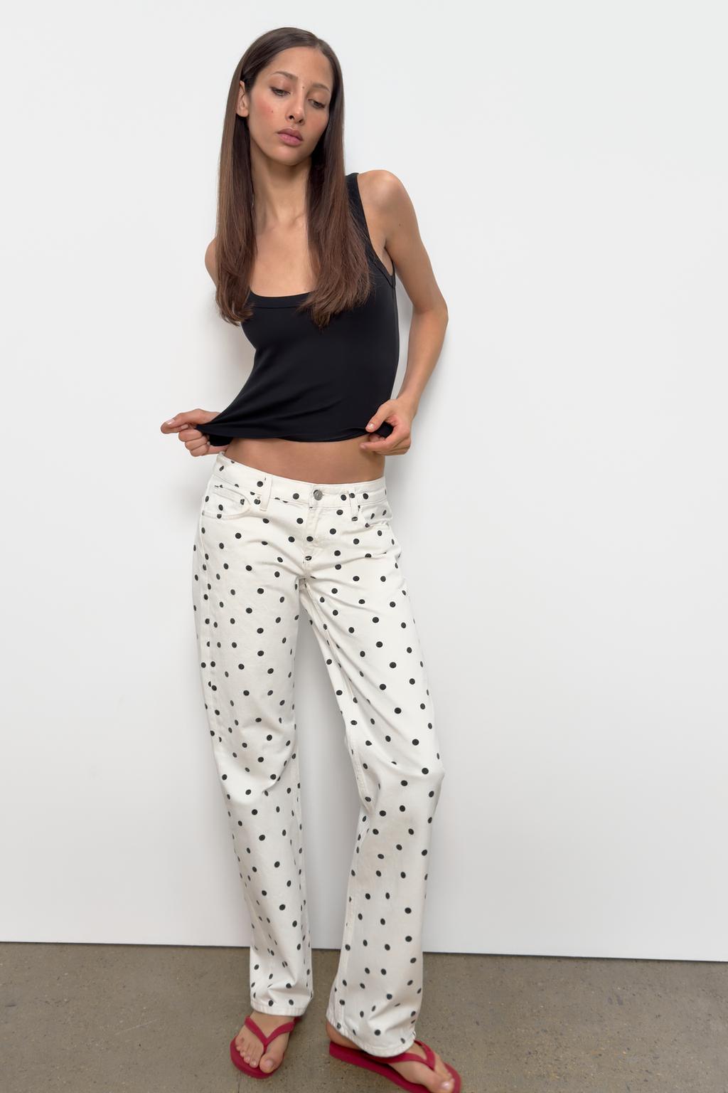 TRF LOW RISE WIDE LEG POLKA DOT JEANS - image 3