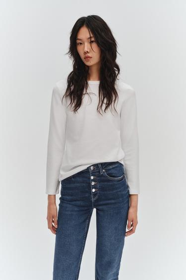 INTERLOCK LONG SLEEVE T-SHIRT - White by Zara