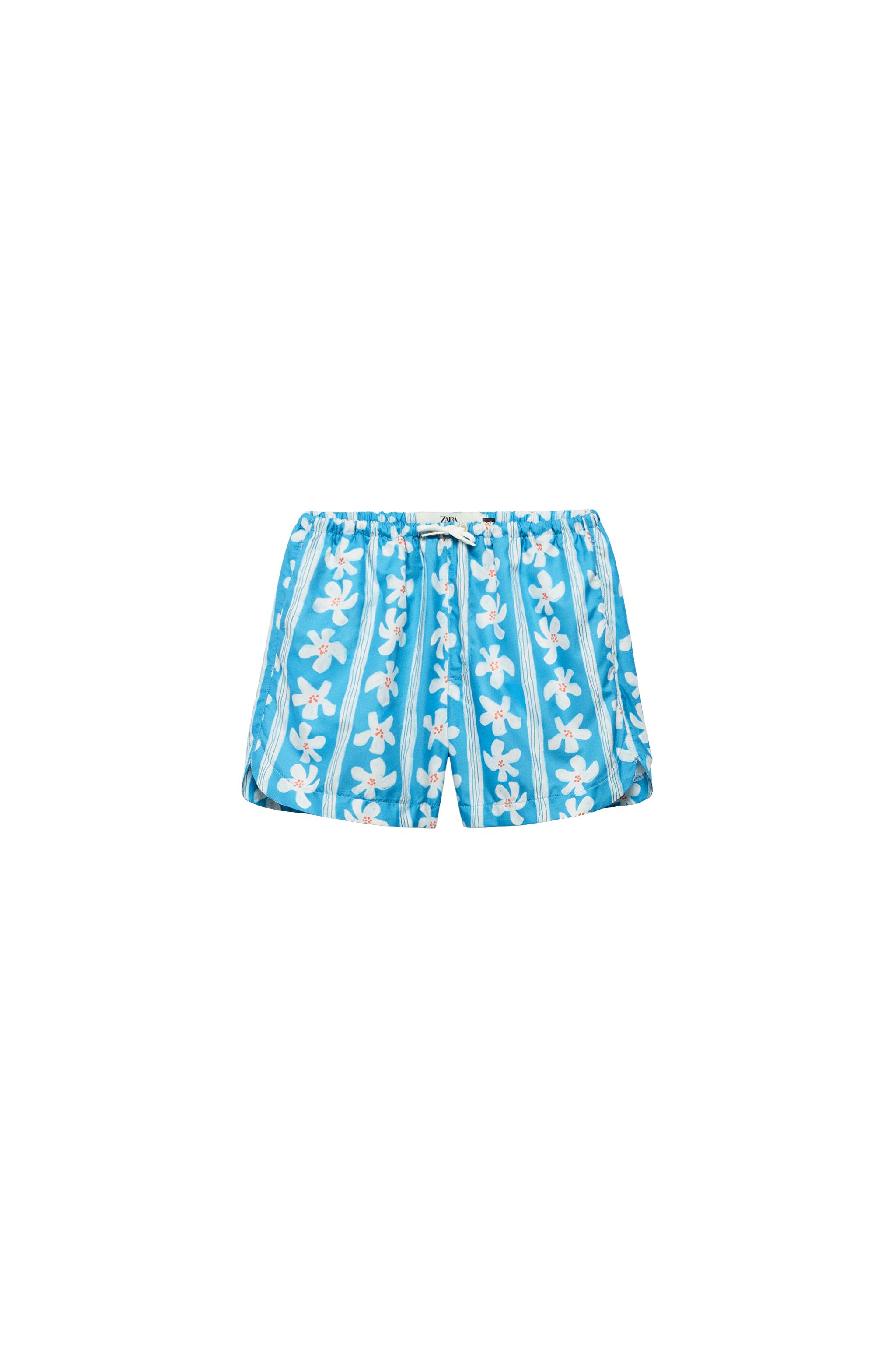 2-14 YEARS / LIMITED EDITION FLORAL PRINT SWIM SHORTS - Light blue