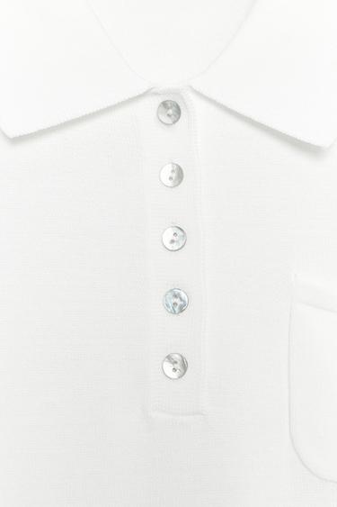 POLO EN MAILLE À MANCHES COURTES - Blanc de Zara - Image 9