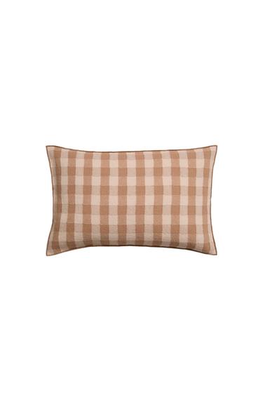 Zara GINGHAM THROW PILLOW COVER - Brick