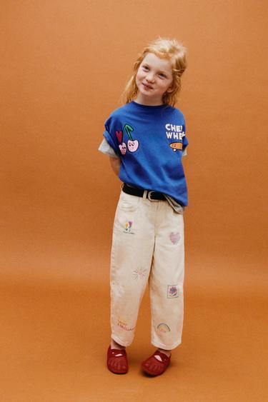 T-SHIRT À PIÈCE EN VELOURS BOUCLÉ - Bleu roi de Zara