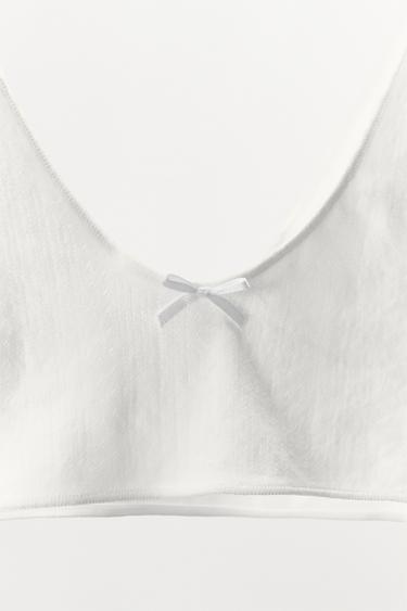 POINTELLE BRALETTE WITH SATIN BOW - White by Zara - Image 5