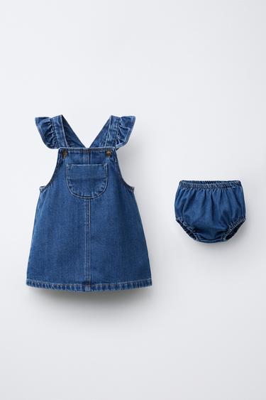ROBE-SALOPETTE EN DENIM ET CULOTTE - Bleu moyen de Zara