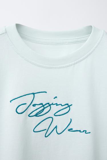 JOGGING SLOGAN T-SHIRT - Light green by Zara - Image 2