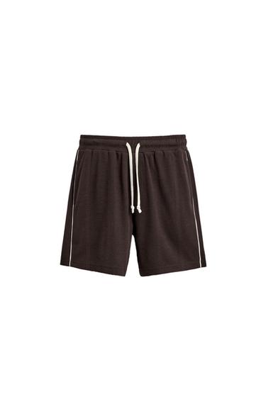 レトロフットボールコントラストバミューダパンツブラウンZaraのレトロフットボールコントラストバミューダパンツ - ブラウン 