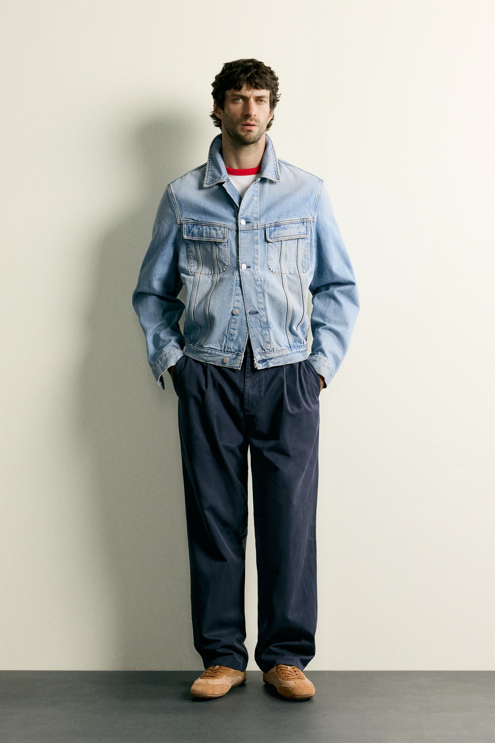 RELAXED FIT PLEATED CHINO PANTS - Navy blue | ZARA United States