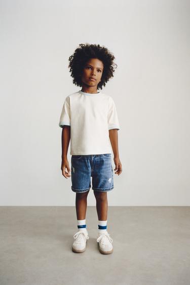 RIPPED DENIM BERMUDA SHORTS - Mid-blue by Zara
