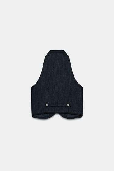 GILET HALTER LISERÉS CONTRASTE - Indigo de Zara - Image 8