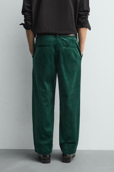 PANTALON RELAXED FIT EN VELOURS CÔTELÉ - VERT de Zara - Image 2