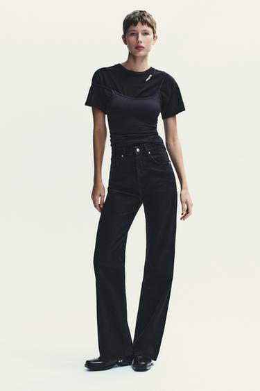 TRF HIGH-WAIST WIDE-LEG JEANS - Black by Zara
