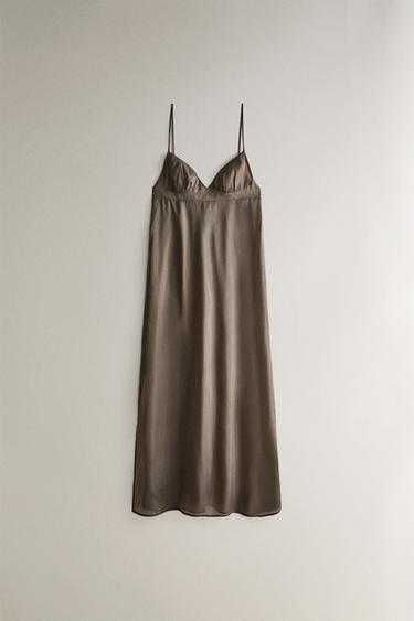 ORGANZA NIGHTDRESS - Grey / Tan by Zara
