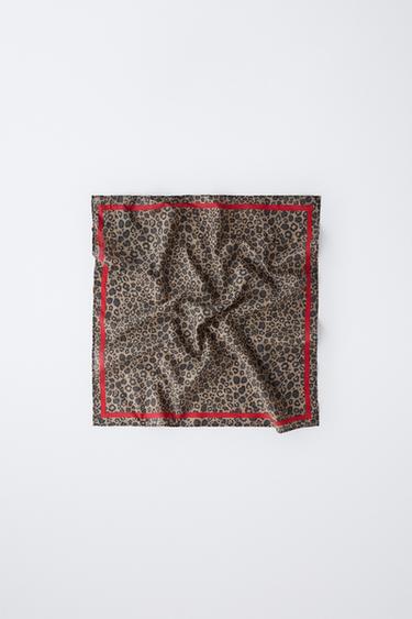SQUARE ANIMAL PRINT BANDANA - Sand by Zara - Image 2
