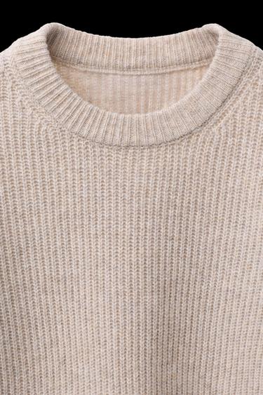 Zara PURL KNIT SWEATER - taupe brown