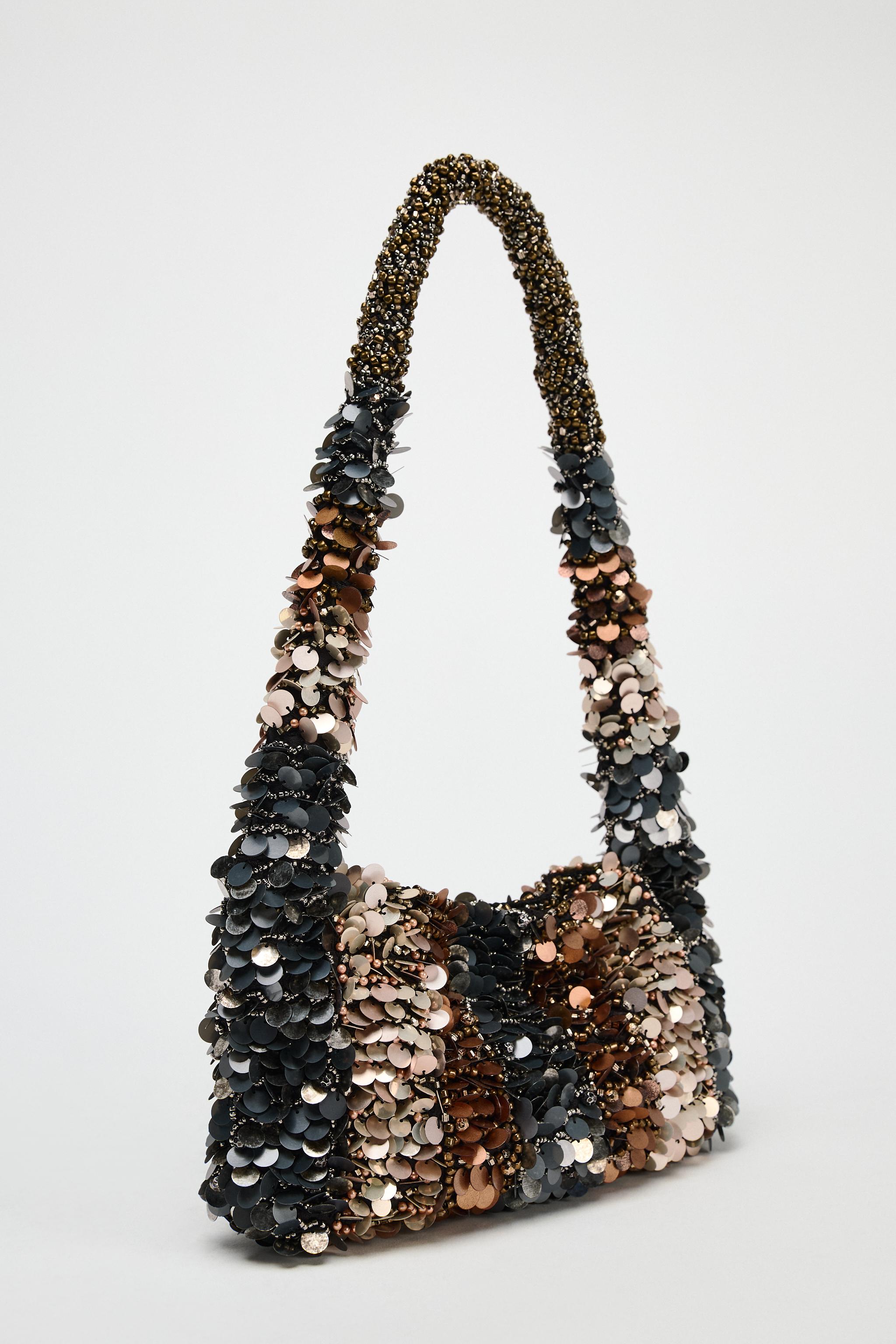 Zara factory Sequin Boho Bucket Bag