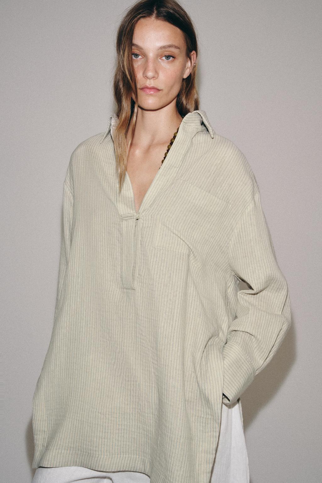 ZW COLLECTION ASYMMETRIC STRIPED SHIRT