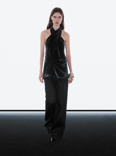 Zara Velvet halterneck top - Black