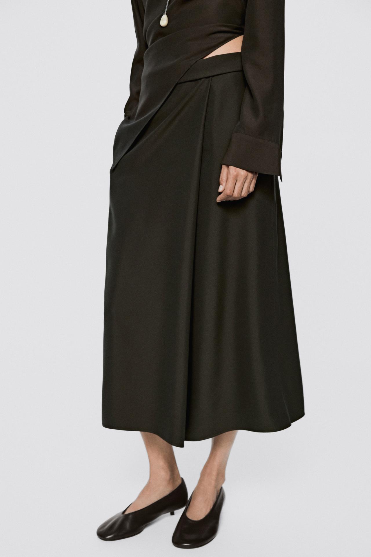 Flowing midi skirt with waist detail - LIMITED EDITION — Gray green