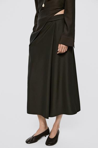 Flowing midi skirt with waist detail - LIMITED EDITION — Gray green 2