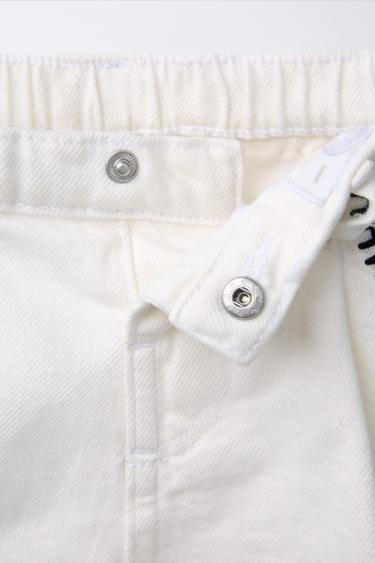 DENIM BERMUDA SHORTS WITH CONTRAST EMBROIDERY - Oyster-white by Zara - Image 2
