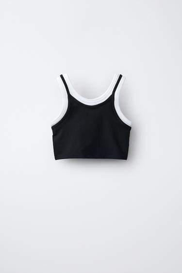 ДВУХСЛОЙНЫЙ ТОП КОНТРАСТНОГО ЦВЕТА — ЧЕРНЫЙ от Zara