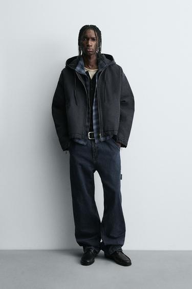 Zara STRUCTURED BOXY FIT JACKET - Blue