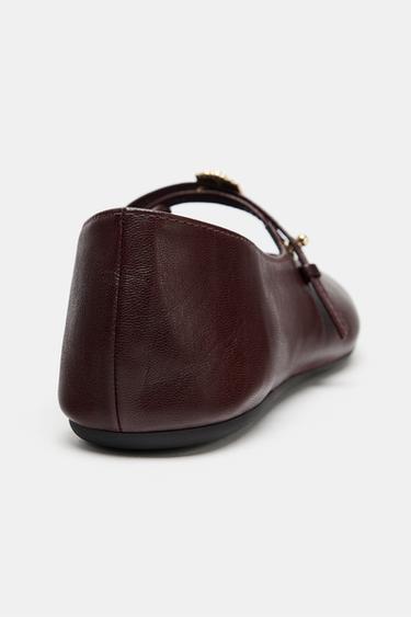BAILARINA PIEL SOFT - Rojo Burdeos de Zara