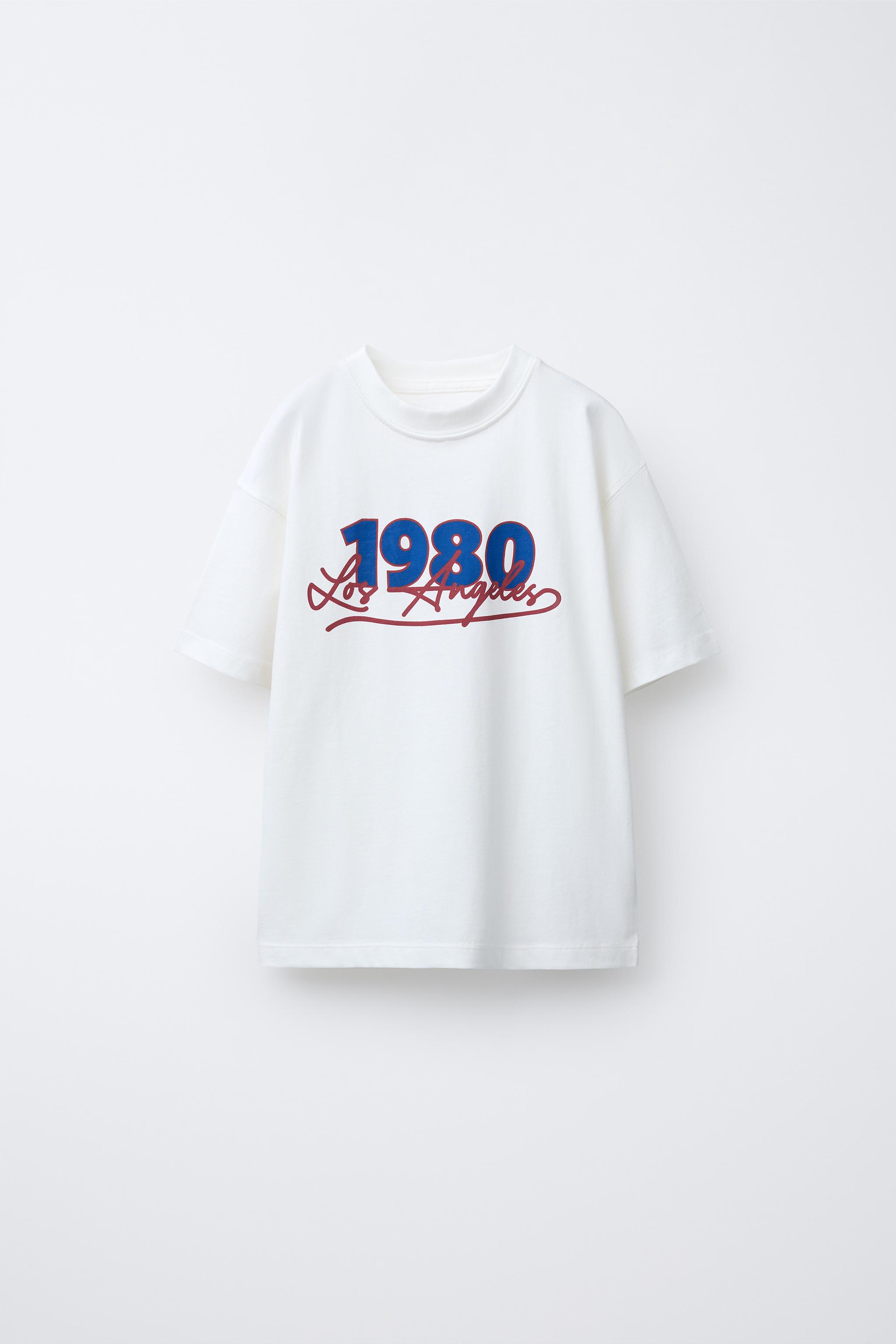 ◯sara VARSITY TEXT T-SHIRT - White | ZARA United States