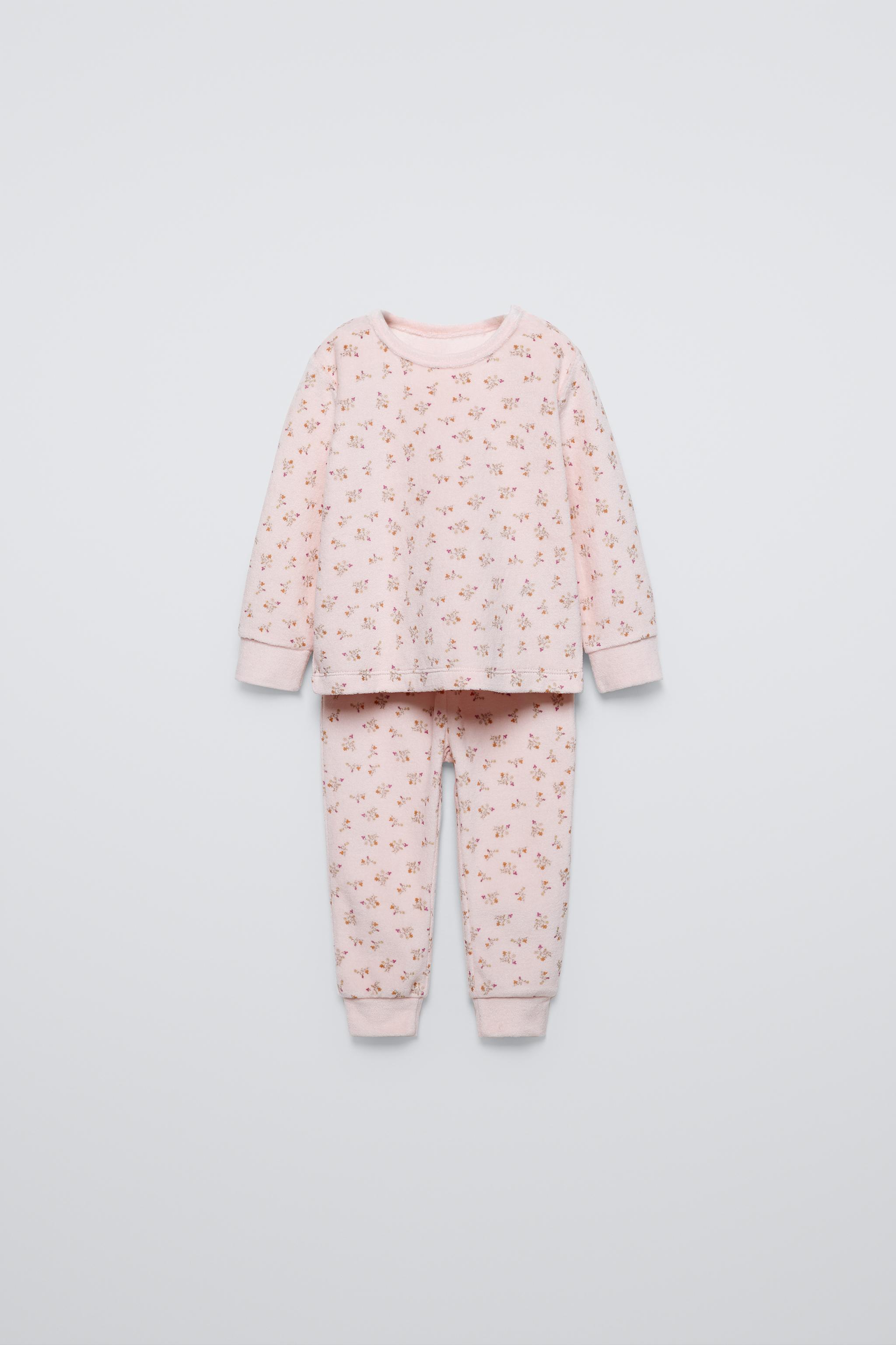 ピンクベロア ルームウェア 2～6歳/ 花柄ベロアパジャマ - ピンク | ZARA Japan / 日本