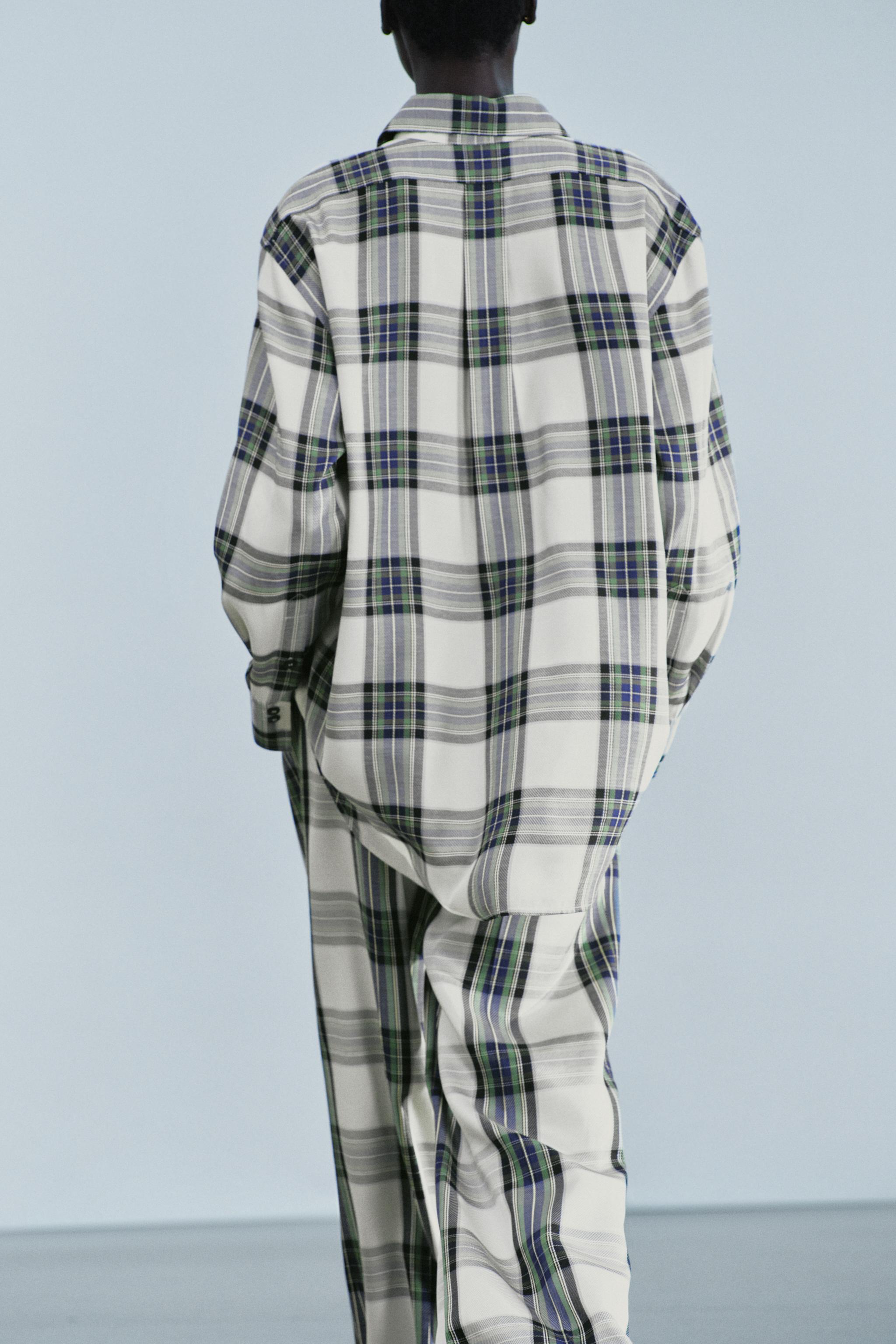 Zara ZW COLLECTION KARELİ OVERSIZE GÖMLEK görsel 3
