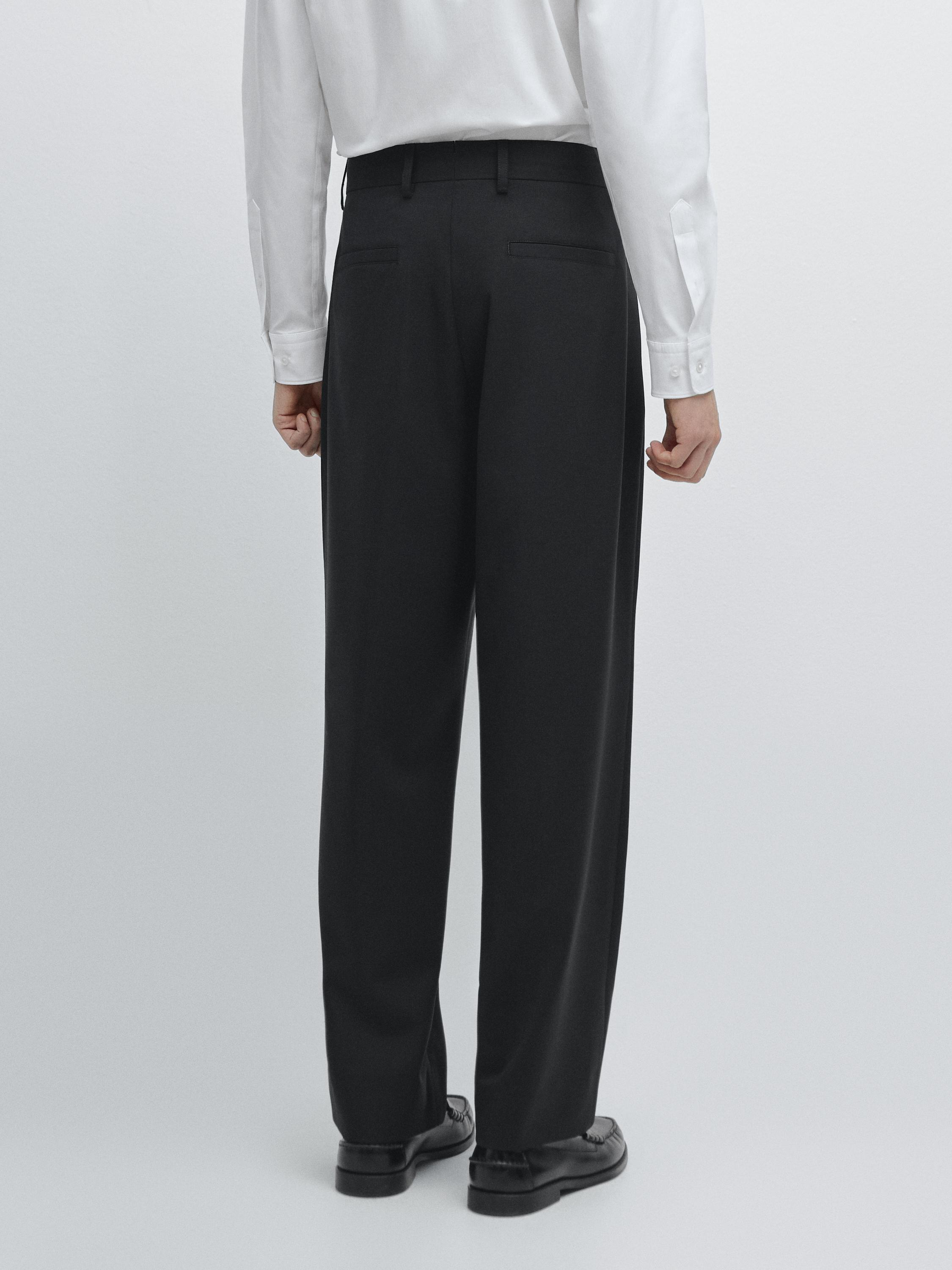 Wide-leg cool wool suit trousers