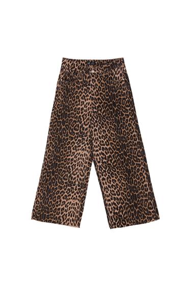 MID-RISE ANIMAL PRINT CULOTTE JEANS