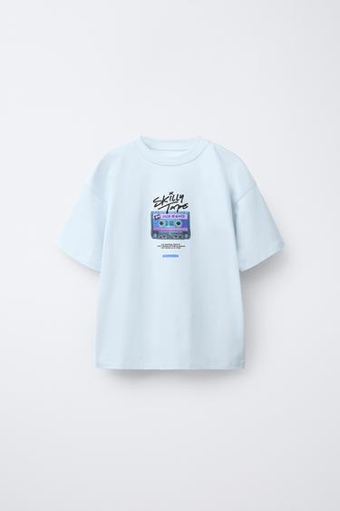 CAMISETA ESTAMPADO CASETE - Azul claro de Zara - Imaxe 0
