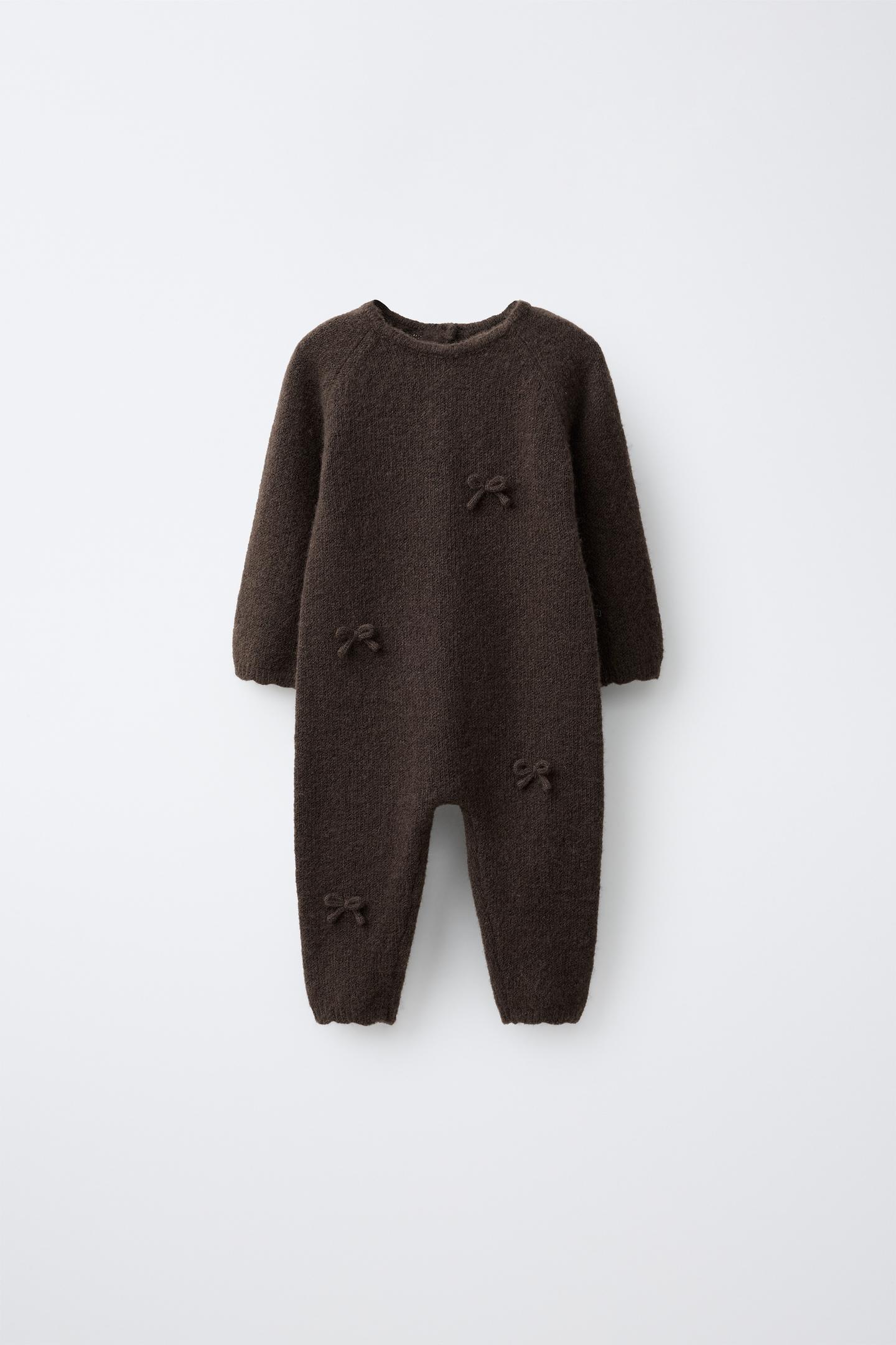 Детский комбинезон Zara Knit Bow, цвет: Коричневый