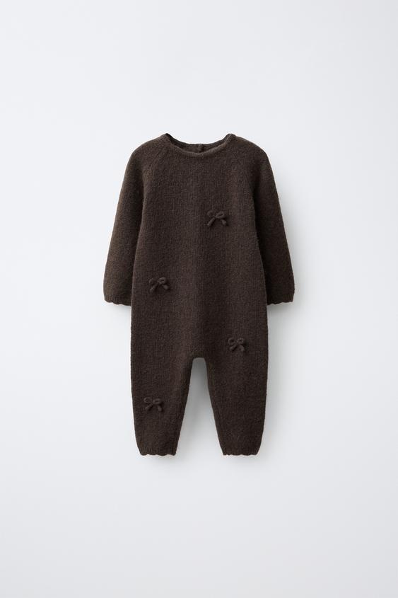 LANG TRICOT JUMPSUIT MET STRIKJES - Bruin van Zara - Afbeelding 0