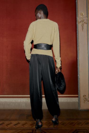 SATIN BALLOON TROUSERS - Black by Zara - Image 4